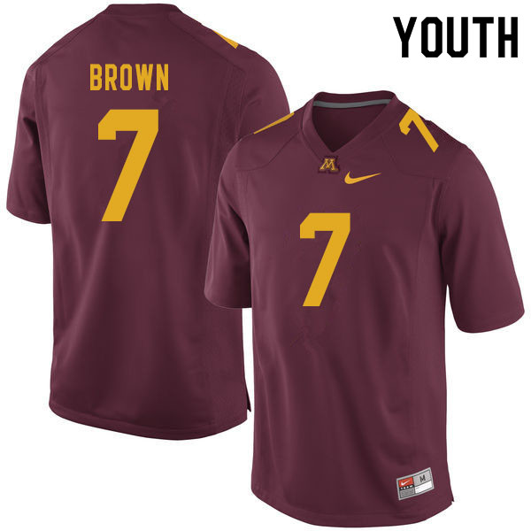 Youth #7 Solomon Brown Minnesota Golden Gophers College Football Jerseys Sale-Maroon - Click Image to Close